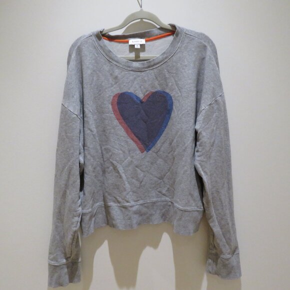 EVEREVE Heart Sweatshirt Sweater in Grey Blue Casual Lounge Comfy Oversized XL - Picture 2 of 11